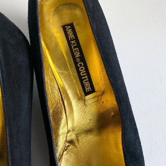 Vintage Anne Klein Couture Black Suede  Zipper Detail Unique Loafers - Picture 5 of 9